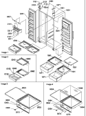 REF / FZ SHELVES, LIGHTS, AND HINGES Diagram and Parts List for SX322S2L P1307303W L Amana Refrigerator