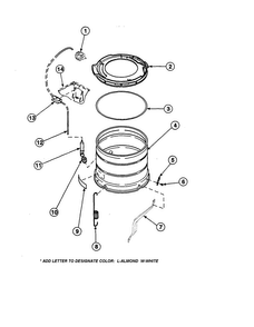 Outer Tub, Cover/pressure Hose Diagram and Parts List for LW6163WM-PLW6163WMA  Amana Washer