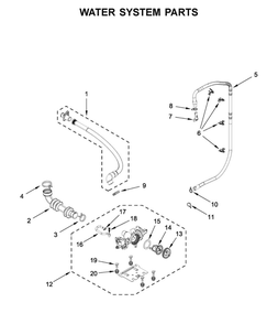 Water System Parts Diagram and Parts List for MHW5630HW1  Maytag Washer