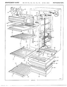 Refrigerator Compartment Parts Diagram and Parts List for 2484-42A  Admiral Refrigerator