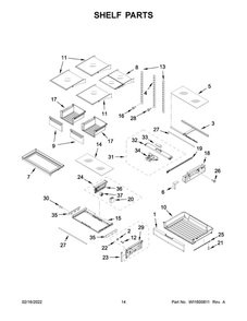 Shelf Parts Diagram and Parts List for MFT2772HEZ03  Maytag Refrigerator