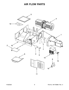 Air Flow Parts Diagram and Parts List for YAMV2307PFS07  Amana Microwave