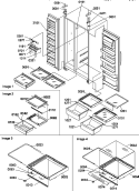 REF / FZ SHELVES, LIGHTS, AND HINGES Diagram and Parts List for SX22SW P1190210W W Amana Refrigerator