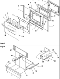 OVEN DOOR & STORAGE DRAWER Diagram and Parts List for ZRRSC8050E P1130653N E Amana Range