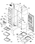 REF / FZ SHELVES / LIGHTS / HINGES Diagram and Parts List for SRD22S3W P1190327W W Amana Refrigerator