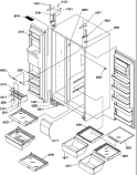 REF / FZ / SHELVES, LIGHTS AND HINGES Diagram and Parts List for SXD322L P1313901W L Amana Refrigerator