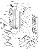 REF / FZ SHELVES, LIGHTS, AND HINGES Diagram and Parts List for SBDT520TW P1313201W W Amana Refrigerator