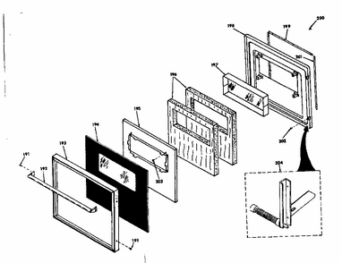 Lower Oven Door Diagram and Parts List for 8504277590  Kenmore Range