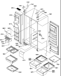 REF / FZ SHELVES, LIGHTS, AND HINGES Diagram and Parts List for SRD522TE P1313301W E Amana Refrigerator