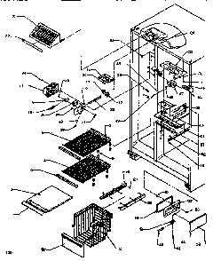 Freezer Shelving & Ref Light Diagram and Parts List for SXD520NW-P1181101WW  Amana Refrigerator