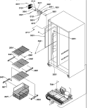 FZ SHELVES AND LIGHT Diagram and Parts List for SSD522TBW P1313601W W Amana Refrigerator