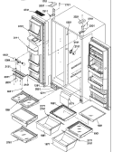REF / FZ SHELVES, LIGHT AND HINGES Diagram and Parts List for SBDE20S4SW P1190903W W Amana Refrigerator