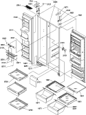 REF / FZ SHELVES, LIGHTS, AND HINGES Diagram and Parts List for SSD25TE P1314201W E Amana Refrigerator