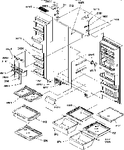 Refrigerator/freezer Shelves, Lights, And Hinges Diagram and Parts List for SRD27TPSE-P1190313WE  Amana Refrigerator
