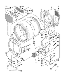 Bulkhead Parts Diagram and Parts List for NGD7500VM1  Amana Dryer