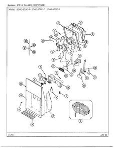 Ice And Water Dispenser Diagram and Parts List for 62163-0A  Admiral Refrigerator