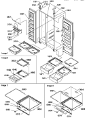 REF SHELVES, LIGHTS, AND HINGES Diagram and Parts List for SX322S2W P1313801W W Amana Refrigerator