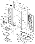 REF / FZ SHELVES, LIGHTS, AND HINGES Diagram and Parts List for SRD327S3W P1312502W W Amana Refrigerator