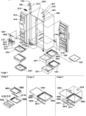 REF / FZ SHELVES, LIGHTS AND HINGES Diagram and Parts List for SXD27TE P1302802W E Amana Refrigerator