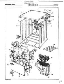 Exterior Diagram and Parts List for 7539A REV A Norge Dryer