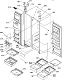 REF / FZ SHELVES, LIGHTS, AND HINGES Diagram and Parts List for SXD520TW P1313701W W Amana Refrigerator