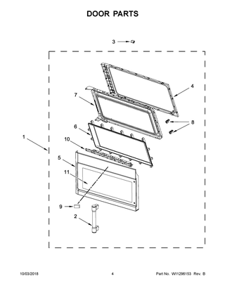 Door Parts Diagram and Parts List for MMV4205FB4  Maytag Microwave