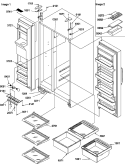 REF / FZ SHELVES, LIGHTS, AND HINGES Diagram and Parts List for SQD25TW P1190427W W Amana Refrigerator