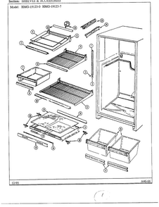 Shelves And Accessories Diagram and Parts List for 19123-0  Admiral Refrigerator