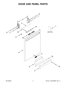 Door And Panel Parts Diagram and Parts List for MDB4949SKB2  Maytag Dishwasher