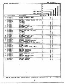 Control Panel Page 2 Diagram and Parts List for LNC8749A77  Maytag Dryer