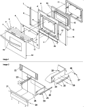 OVEN DOOR AND STORAGE DRAWER Diagram and Parts List for ZRRS6550E P1130670N E Amana Range