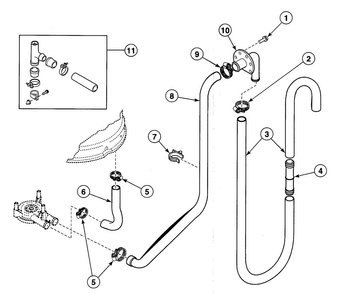 Drain Hoses Diagram and Parts List for SWT820WN  Speed Queen Washer