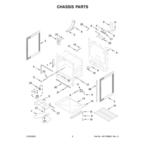 Chassis Parts Diagram and Parts List for AER6203MSS0  Amana Range