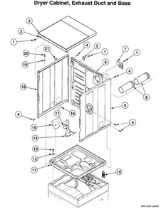 Dryer Cabinet Diagram and Parts List for LTUA9AWN  Speed Queen Washer Dryer Combo
