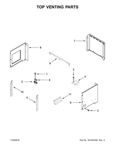 Top Venting Parts Diagram and Parts List for JMW3430HP00  Jenn-Air Microwave