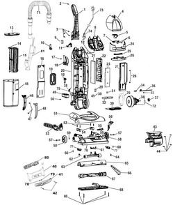 Complete Assembly Diagram and Parts List for U5768-900  Hoover Upright Vacuum