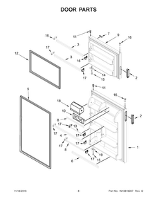 Door Parts Diagram and Parts List for ART318FFDW01  Amana Refrigerator