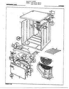 Exterior Diagram and Parts List for 7216A REV E Norge Dryer