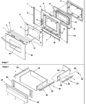 OVEN DOOR & STORAGE DRAWER Diagram and Parts List for ZRTSC8650E P1130682N E Amana Range