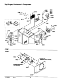 TOP HINGES, CONDENSER & COMPRESSOR Diagram and Parts List for S148DA03 P1305601W Amana Refrigerator