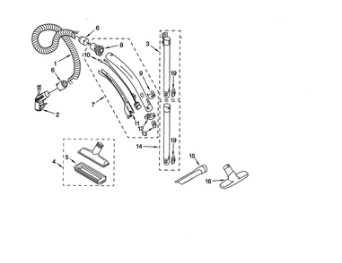 Hose And Attachments Diagram and Parts List for 11620112000  Kenmore Canister Vacuum