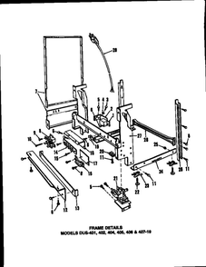 Frame Details 1 Diagram and Parts List for DUS-414-19  Maytag Dishwasher