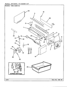 Ice Maker Diagram and Parts List for 22404-0C  Admiral Refrigerator