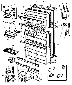 Doors Diagram and Parts List for RB17KA-2AF AG33A Magic Chef Refrigerator