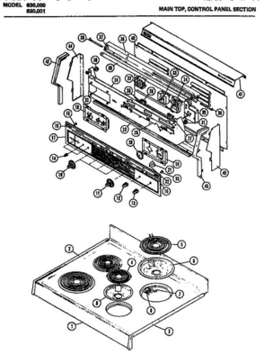 02 - Main Top Diagram and Parts List for 630001  Maytag Microwave