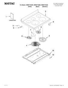 Cooktop Parts Diagram and Parts List for MER8775AB0  Maytag Range