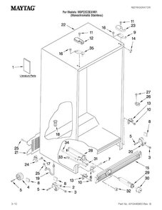 Cabinet Parts Diagram and Parts List for MSF22C2EXM01  Maytag Refrigerator
