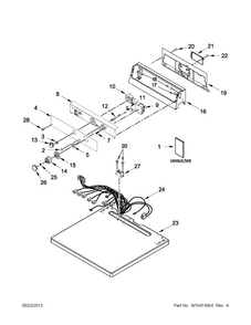 Top And Console Parts Diagram and Parts List for MDE18MNAGW0  Maytag Dryer