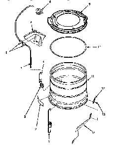 Outer Tub & Pressure Hose Diagram and Parts List for LW8413W2 LW8413W2A Amana Washer