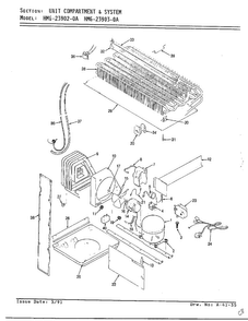 Unit Compartment And System Diagram and Parts List for 23903-0A  Admiral Refrigerator